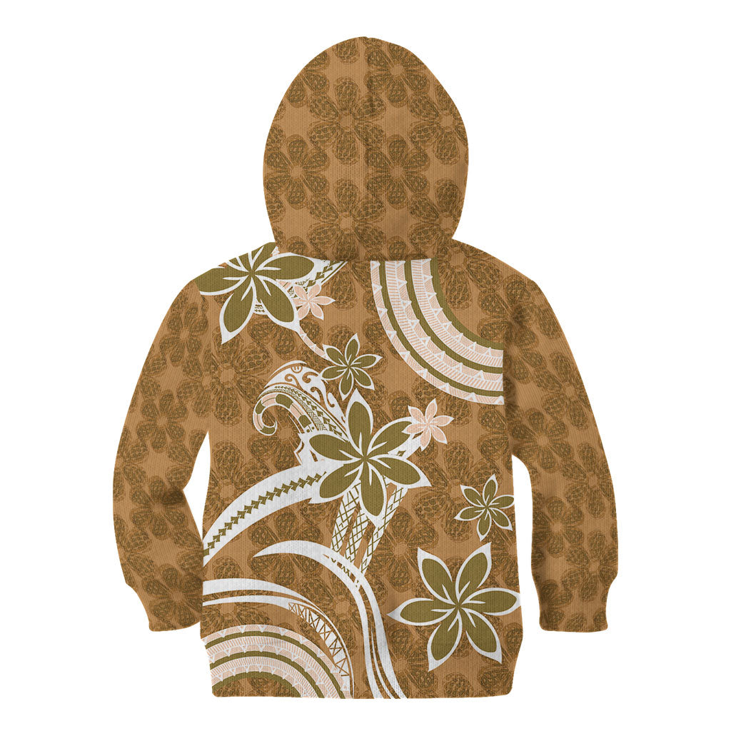 Hawaii Pupuala Plumeria Light Brown Kid Hoodie Polynesian Pattern LT01 - Polynesian Pride
