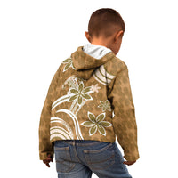 Hawaii Pupuala Plumeria Light Brown Kid Hoodie Polynesian Pattern LT01 - Polynesian Pride