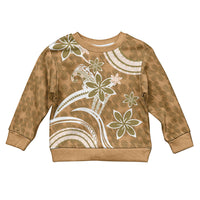 Hawaii Pupuala Plumeria Light Brown Kid Ugly Christmas Sweater Polynesian Pattern LT01 Kid Light Brown - Polynesian Pride