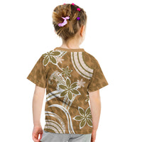 Hawaii Pupuala Plumeria Light Brown Kid T Shirt Polynesian Pattern LT01 - Polynesian Pride