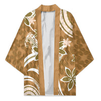 Hawaii Pupuala Plumeria Light Brown Kimono Polynesian Pattern LT01 Unisex Light Brown - Polynesian Pride