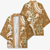 Hawaii Pupuala Plumeria Light Brown Kimono Polynesian Pattern LT01 - Polynesian Pride