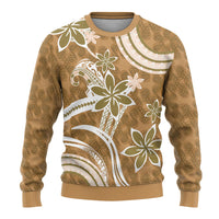 Hawaii Pupuala Plumeria Light Brown Ugly Christmas Sweater Polynesian Pattern LT01 - Polynesian Pride