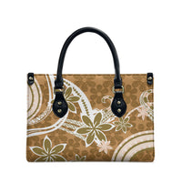 Hawaii Pupuala Plumeria Light Brown Leather Bag Polynesian Pattern LT01 - Polynesian Pride