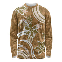 Hawaii Pupuala Plumeria Light Brown Long Sleeve Shirt Polynesian Pattern LT01 Unisex Light Brown - Polynesian Pride