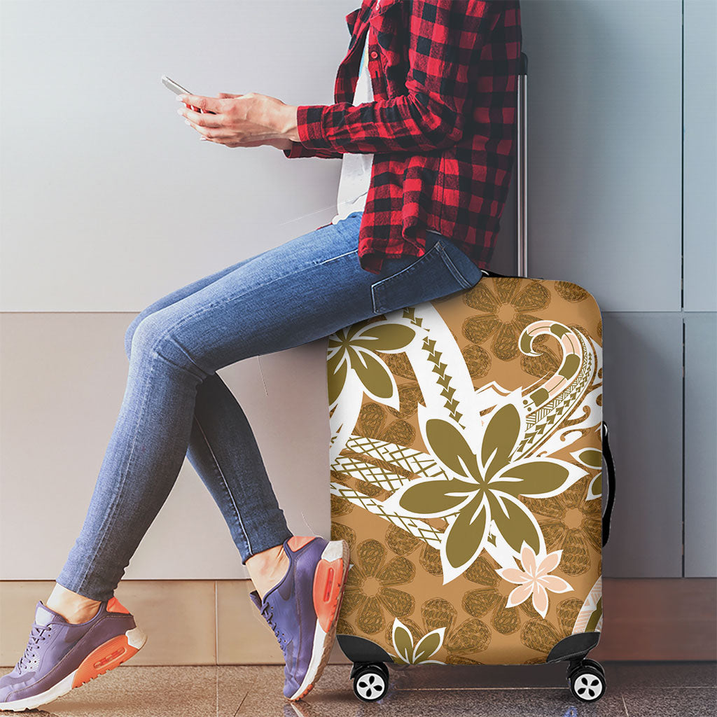 Hawaii Pupuala Plumeria Light Brown Luggage Cover Polynesian Pattern LT01 - Polynesian Pride