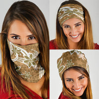 Hawaii Pupuala Plumeria Light Brown Neck Gaiter Polynesian Pattern LT01 - Polynesian Pride