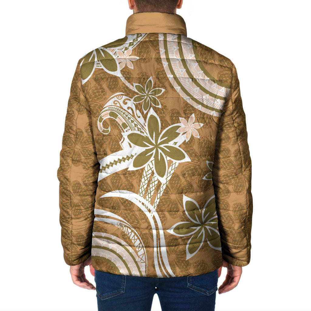 Hawaii Pupuala Plumeria Light Brown Padded Jacket Polynesian Pattern LT01 - Polynesian Pride