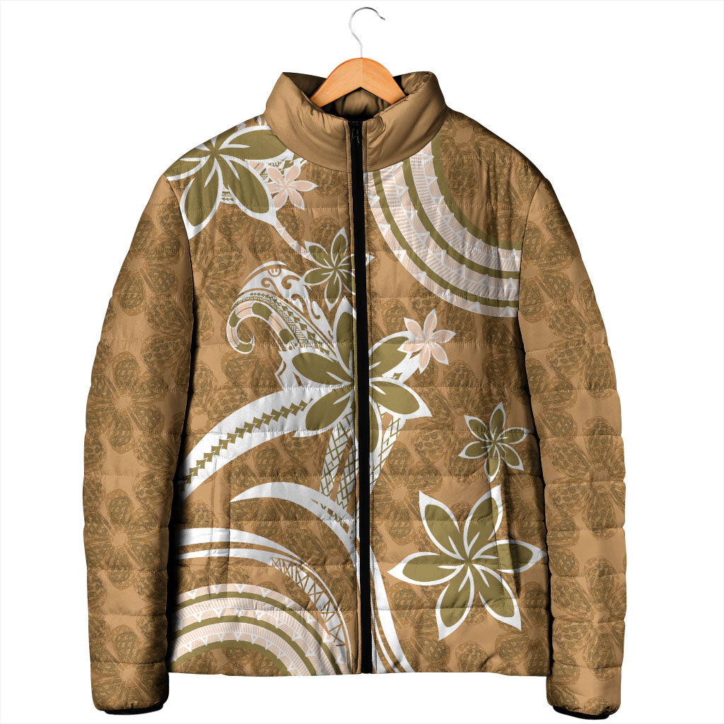 Hawaii Pupuala Plumeria Light Brown Padded Jacket Polynesian Pattern LT01 - Polynesian Pride