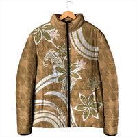 Hawaii Pupuala Plumeria Light Brown Padded Jacket Polynesian Pattern LT01 - Polynesian Pride