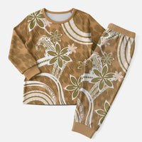 Hawaii Pupuala Plumeria Light Brown Christmas Pajama Set Polynesian Pattern LT01 Men Light Brown - Polynesian Pride