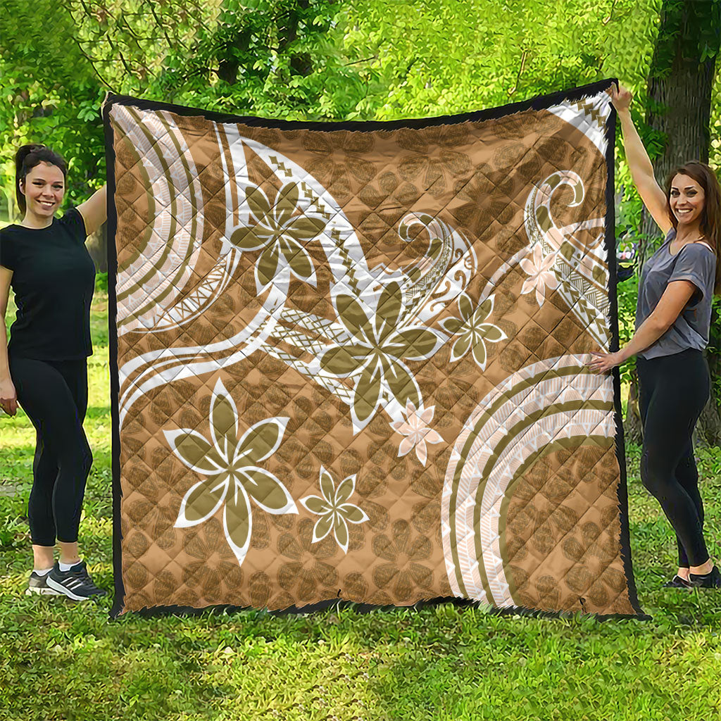 Hawaii Pupuala Plumeria Light Brown Quilt Polynesian Pattern LT01 - Polynesian Pride