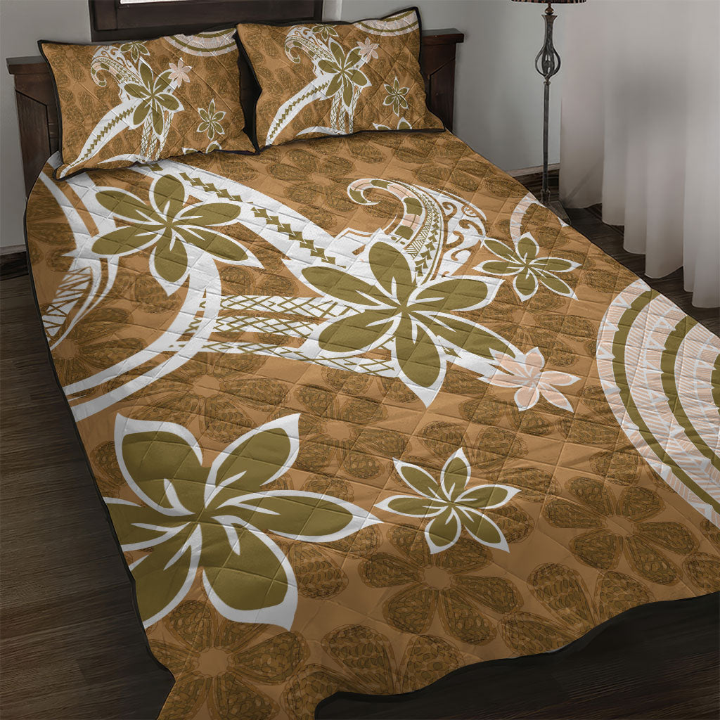 Hawaii Pupuala Plumeria Light Brown Quilt Bed Set Polynesian Pattern LT01 Light Brown - Polynesian Pride