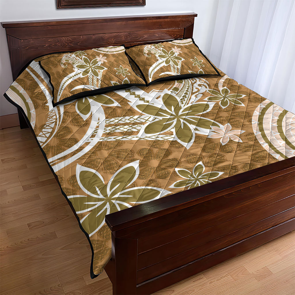 Hawaii Pupuala Plumeria Light Brown Quilt Bed Set Polynesian Pattern LT01 - Polynesian Pride