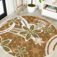 Hawaii Pupuala Plumeria Light Brown Round Carpet Polynesian Pattern LT01 Light Brown - Polynesian Pride