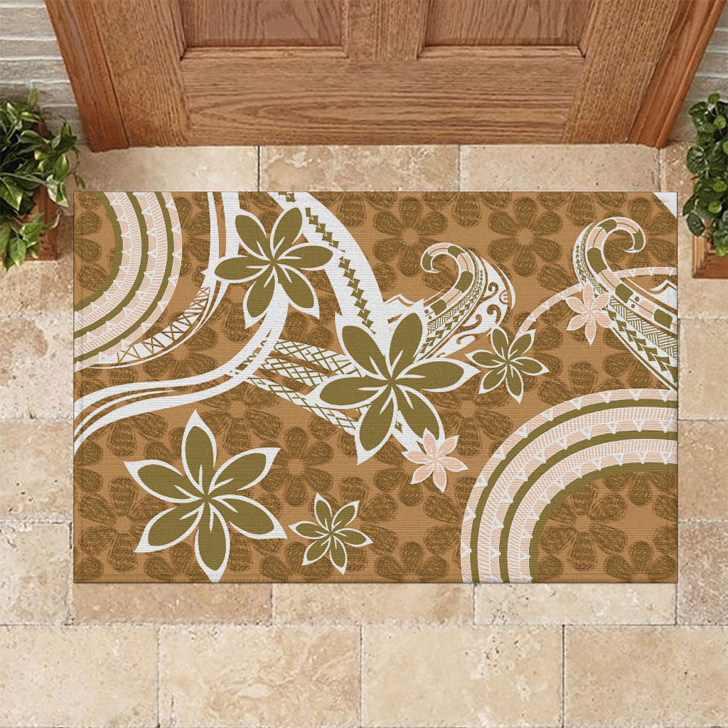 Hawaii Pupuala Plumeria Light Brown Rubber Doormat Polynesian Pattern LT01 Light Brown - Polynesian Pride