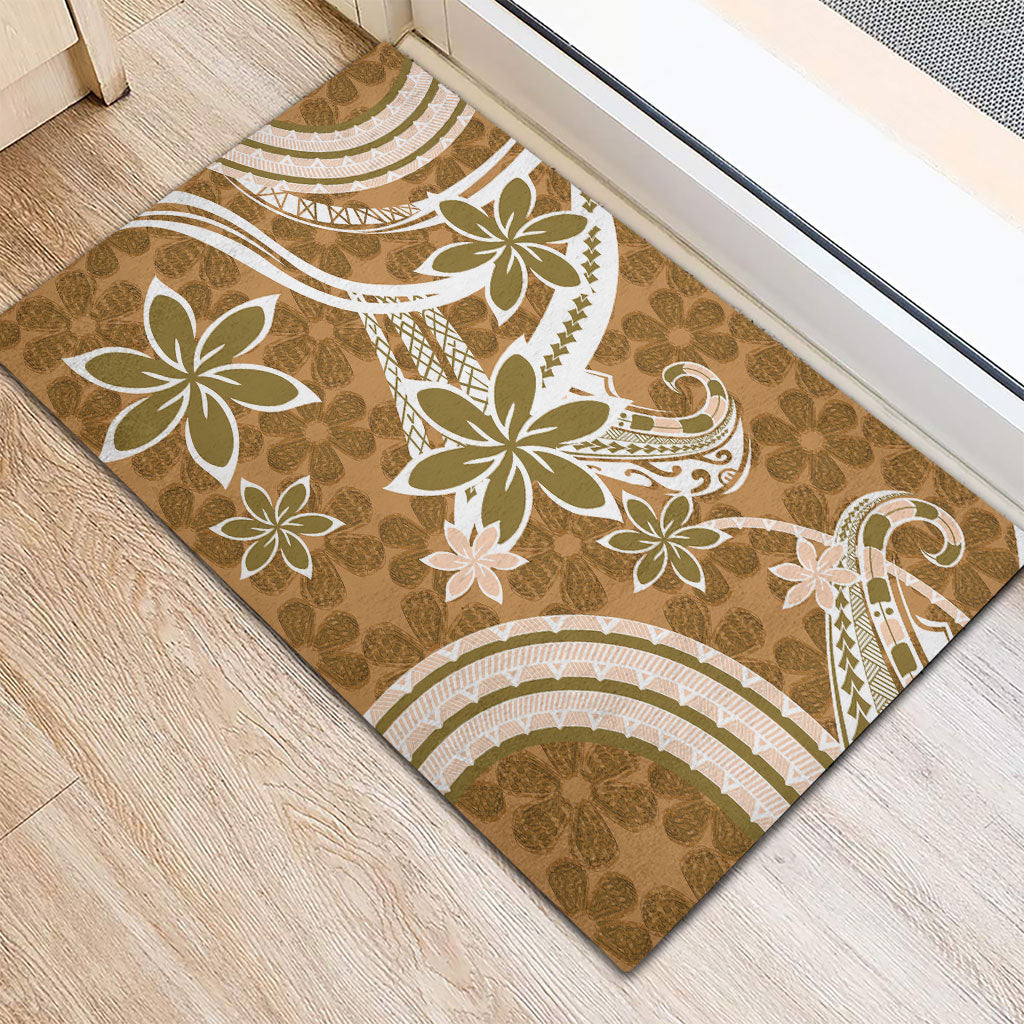 Hawaii Pupuala Plumeria Light Brown Rubber Doormat Polynesian Pattern LT01 - Polynesian Pride