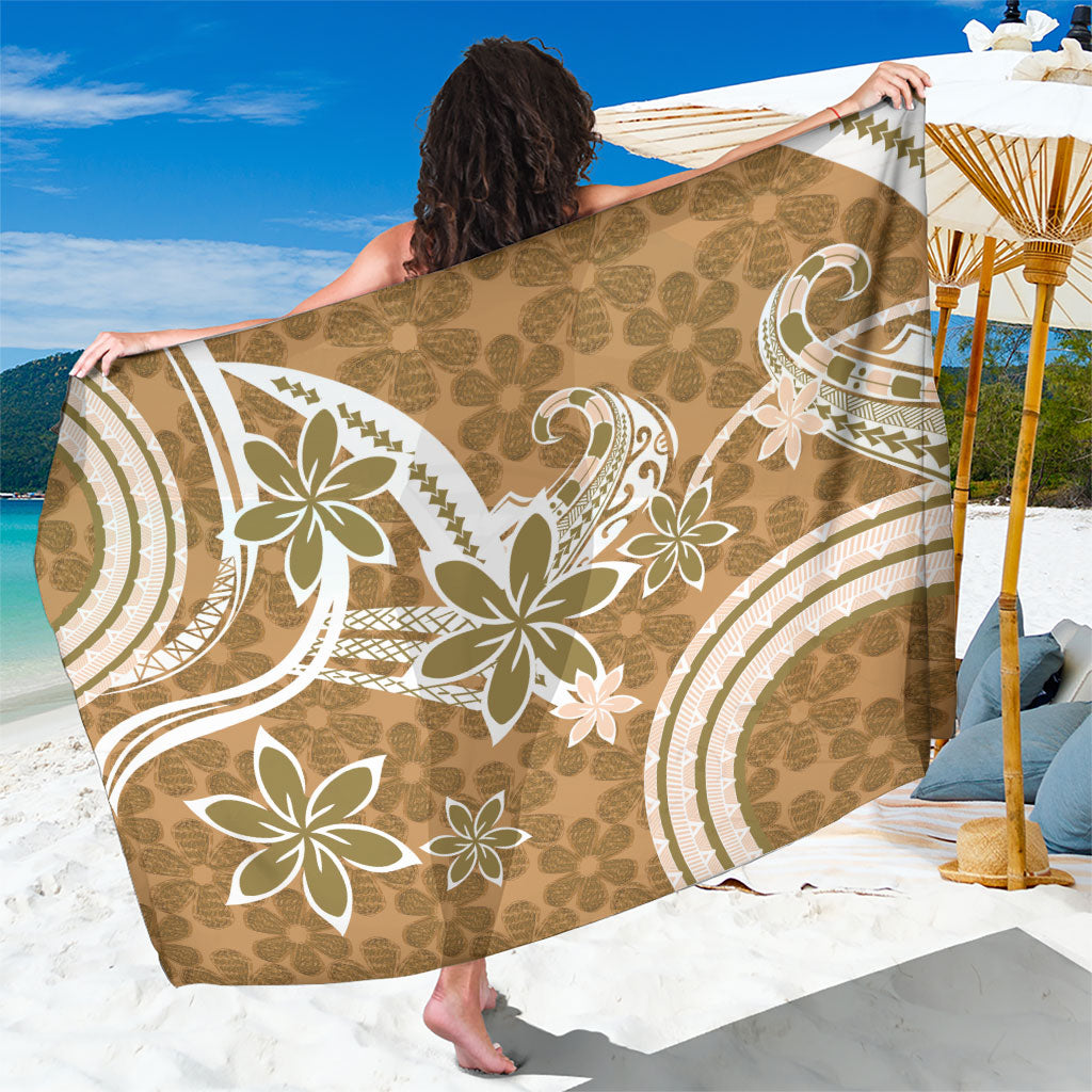 Hawaii Pupuala Plumeria Light Brown Sarong Polynesian Pattern LT01 One Size 44 x 66 inches Light Brown - Polynesian Pride