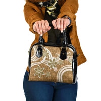 Hawaii Pupuala Plumeria Light Brown Shoulder Handbag Polynesian Pattern LT01 One Size Light Brown - Polynesian Pride