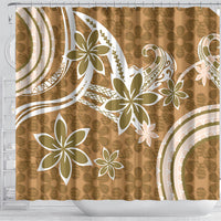 Hawaii Pupuala Plumeria Light Brown Shower Curtain Polynesian Pattern LT01 - Polynesian Pride