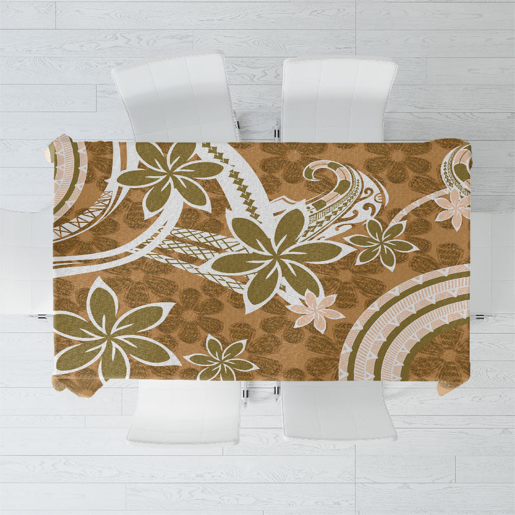 Hawaii Pupuala Plumeria Light Brown Tablecloth Polynesian Pattern LT01 Light Brown - Polynesian Pride