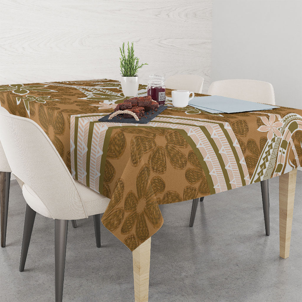 Hawaii Pupuala Plumeria Light Brown Tablecloth Polynesian Pattern LT01 - Polynesian Pride