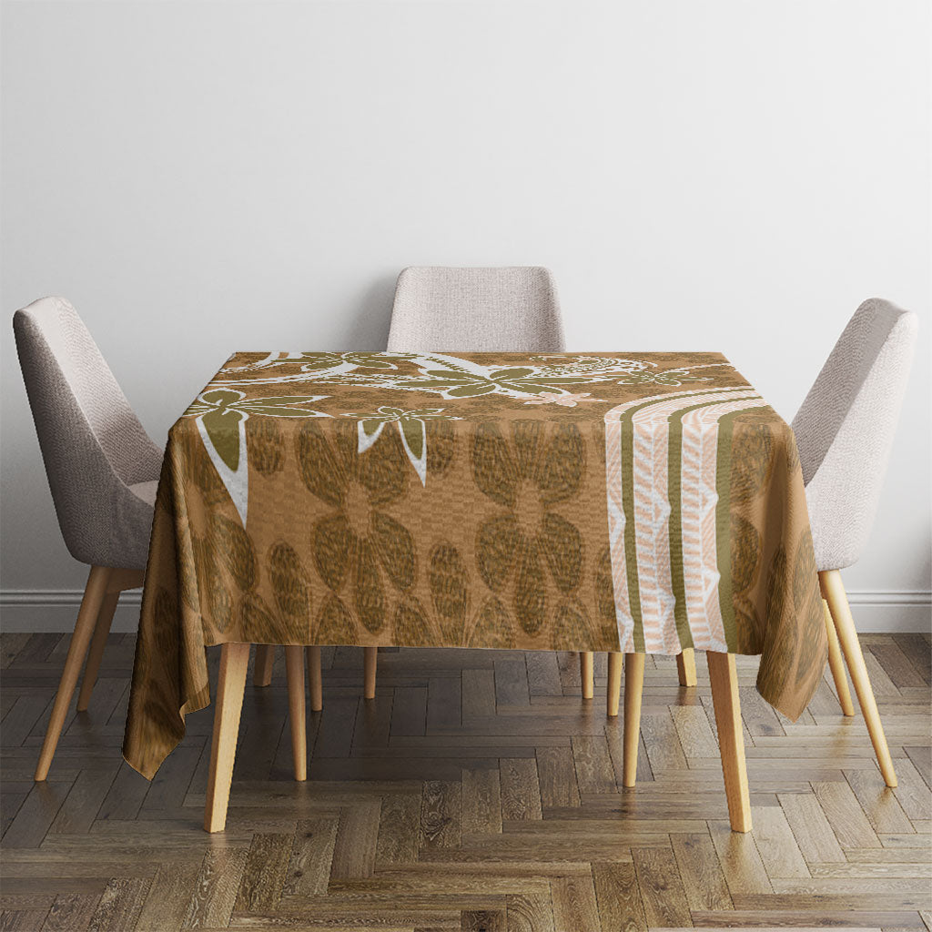 Hawaii Pupuala Plumeria Light Brown Tablecloth Polynesian Pattern LT01 - Polynesian Pride
