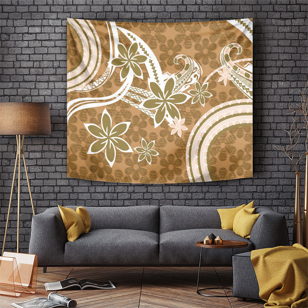 Hawaii Pupuala Plumeria Light Brown Tapestry Polynesian Pattern LT01 Light Brown - Polynesian Pride