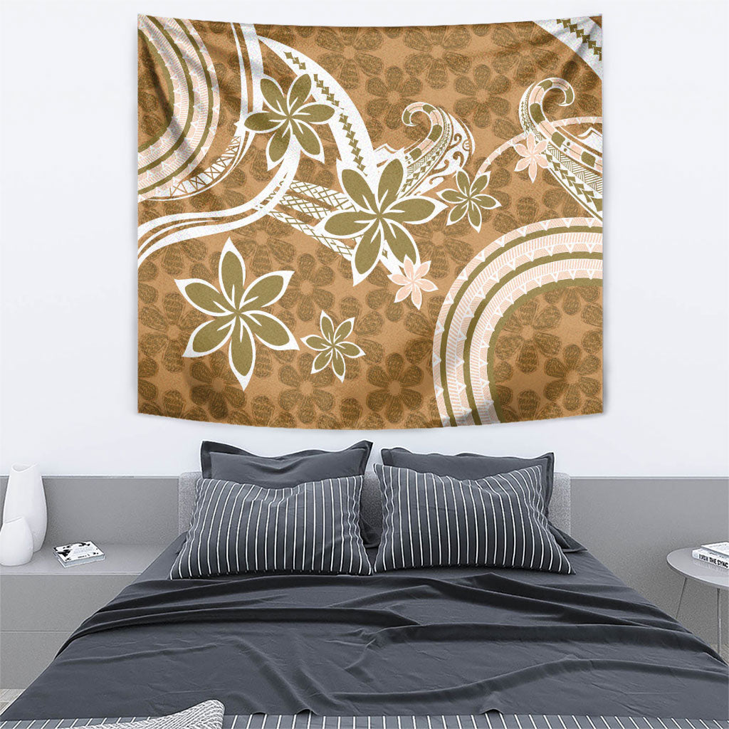 Hawaii Pupuala Plumeria Light Brown Tapestry Polynesian Pattern LT01 - Polynesian Pride
