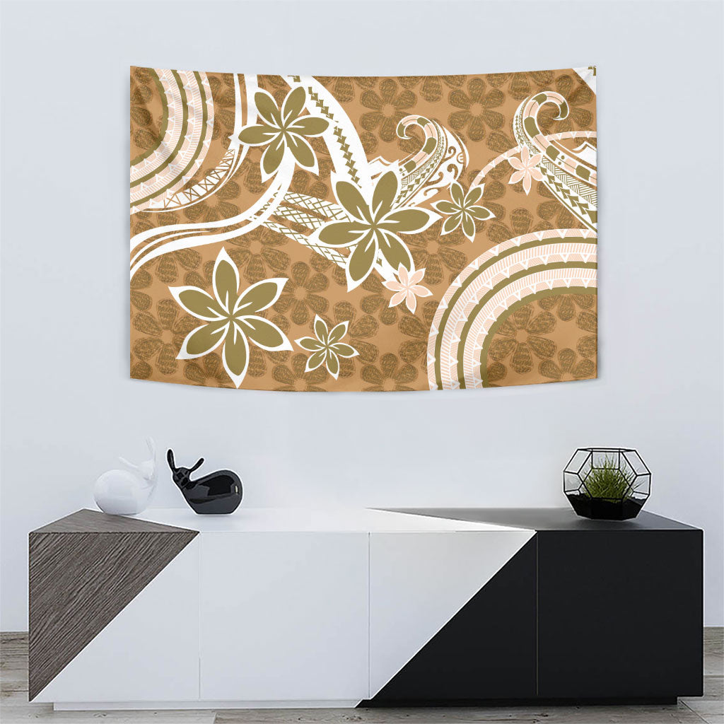 Hawaii Pupuala Plumeria Light Brown Tapestry Polynesian Pattern LT01 - Polynesian Pride