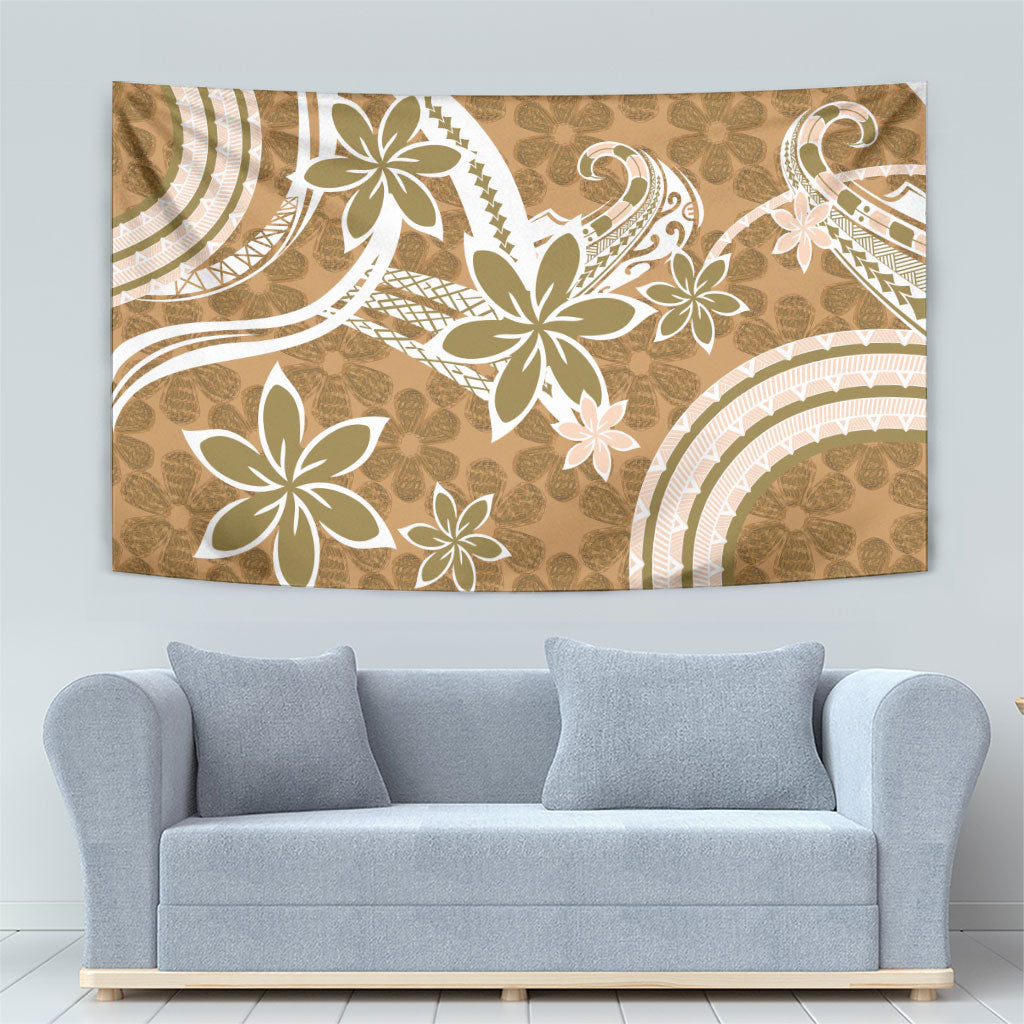Hawaii Pupuala Plumeria Light Brown Tapestry Polynesian Pattern LT01 - Polynesian Pride