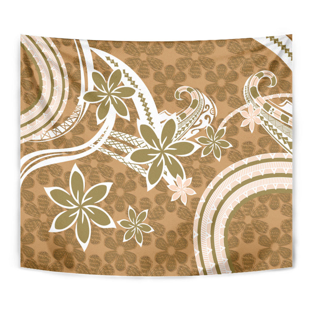 Hawaii Pupuala Plumeria Light Brown Tapestry Polynesian Pattern LT01 - Polynesian Pride