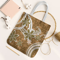 Hawaii Pupuala Plumeria Light Brown Tote Bag Polynesian Pattern LT01 White Strap One Size Light Brown - Polynesian Pride
