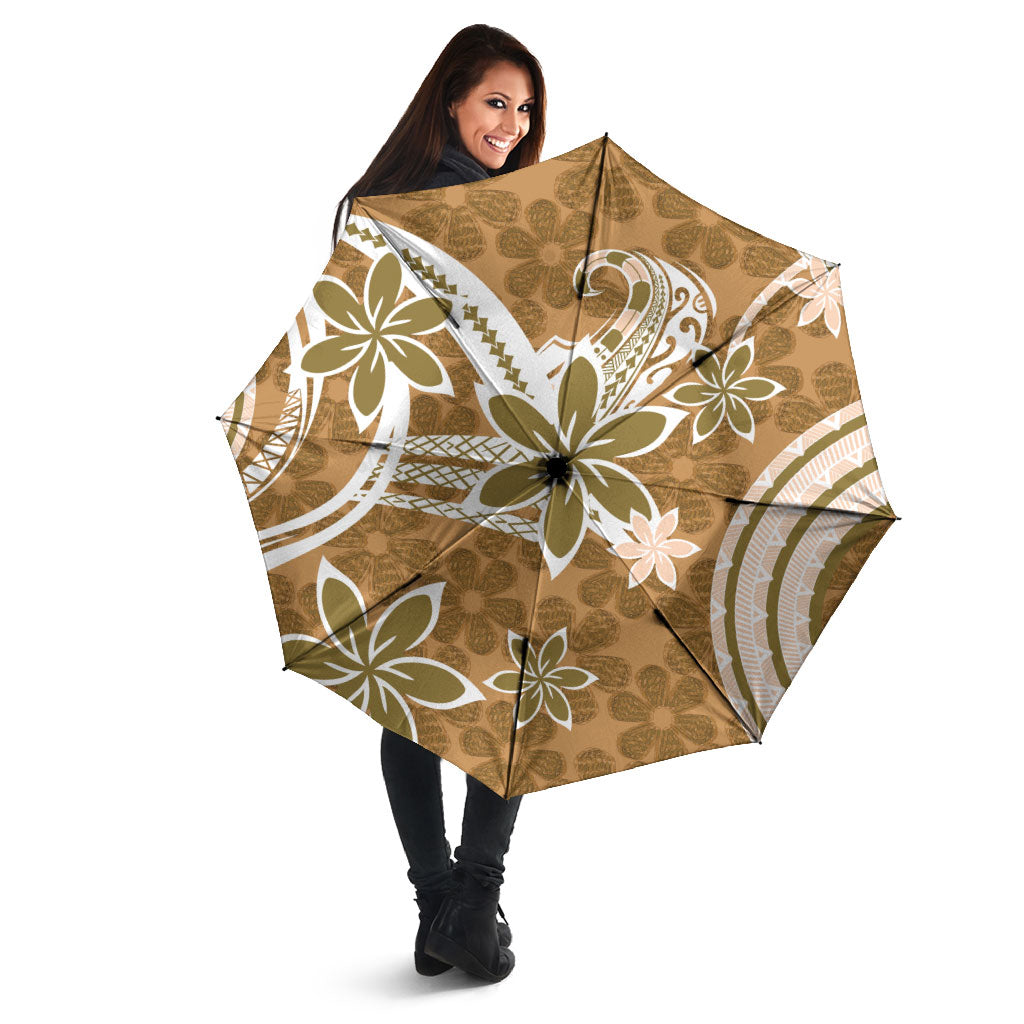 Hawaii Pupuala Plumeria Light Brown Umbrella Polynesian Pattern LT01 - Polynesian Pride