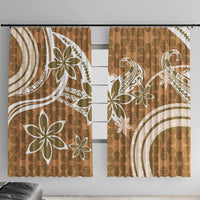Hawaii Pupuala Plumeria Light Brown Window Curtain Polynesian Pattern LT01 With Hooks Light Brown - Polynesian Pride