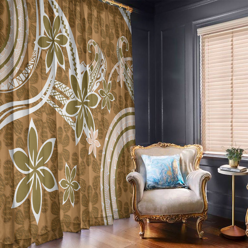 Hawaii Pupuala Plumeria Light Brown Window Curtain Polynesian Pattern LT01 - Polynesian Pride