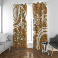Hawaii Pupuala Plumeria Light Brown Window Curtain Polynesian Pattern LT01 With Grommets Light Brown - Polynesian Pride