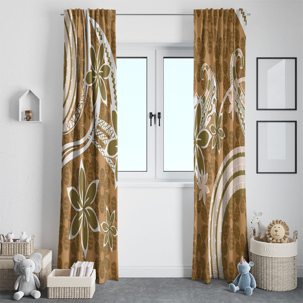 Hawaii Pupuala Plumeria Light Brown Window Curtain Polynesian Pattern LT01 - Polynesian Pride
