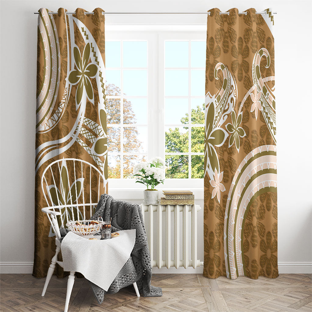 Hawaii Pupuala Plumeria Light Brown Window Curtain Polynesian Pattern LT01 - Polynesian Pride