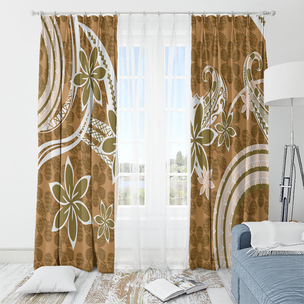 Hawaii Pupuala Plumeria Light Brown Window Curtain Polynesian Pattern LT01 - Polynesian Pride