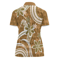 Hawaii Pupuala Plumeria Light Brown Women Polo Shirt Polynesian Pattern LT01 - Polynesian Pride