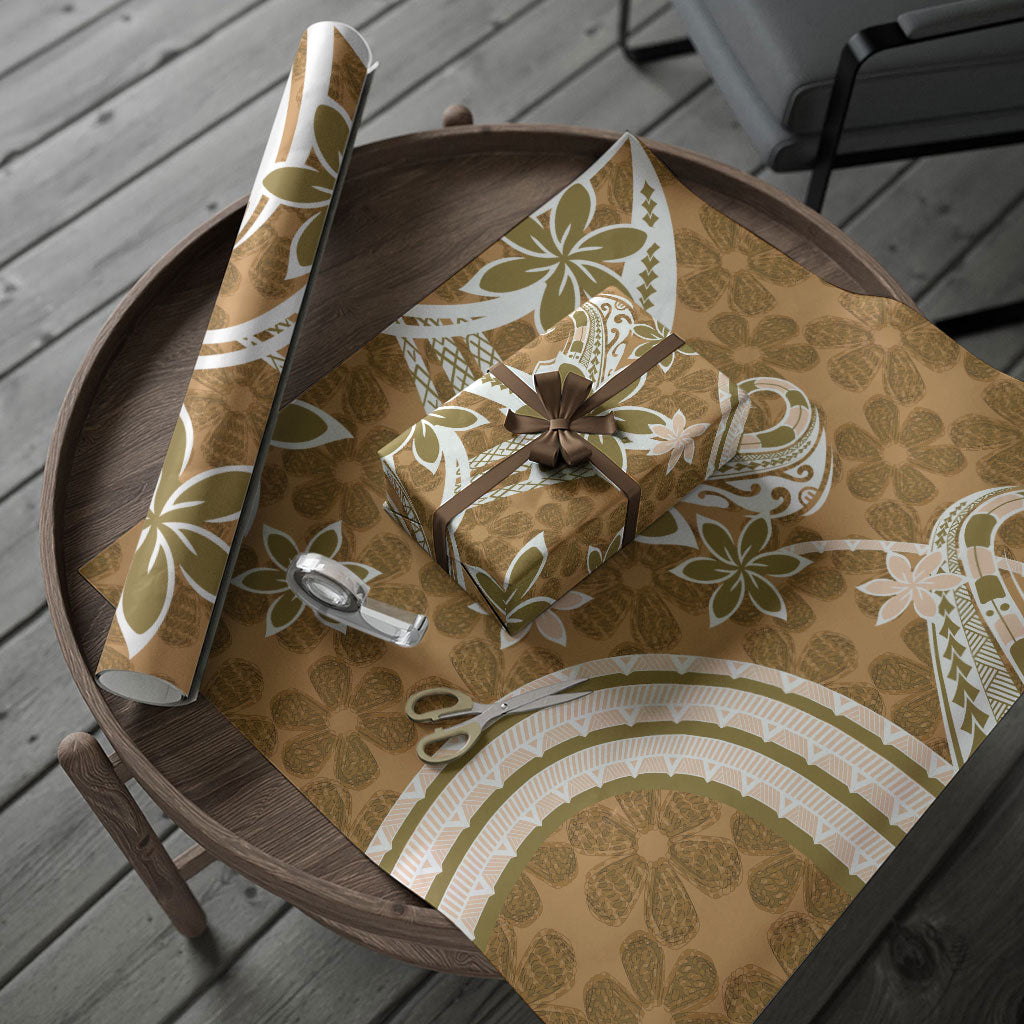 Hawaii Pupuala Plumeria Light Brown Wrapping Paper Polynesian Pattern