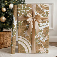 Hawaii Pupuala Plumeria Light Brown Wrapping Paper Polynesian Pattern