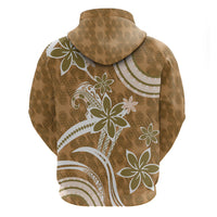 Hawaii Pupuala Plumeria Light Brown Zip Hoodie Polynesian Pattern LT01 - Polynesian Pride