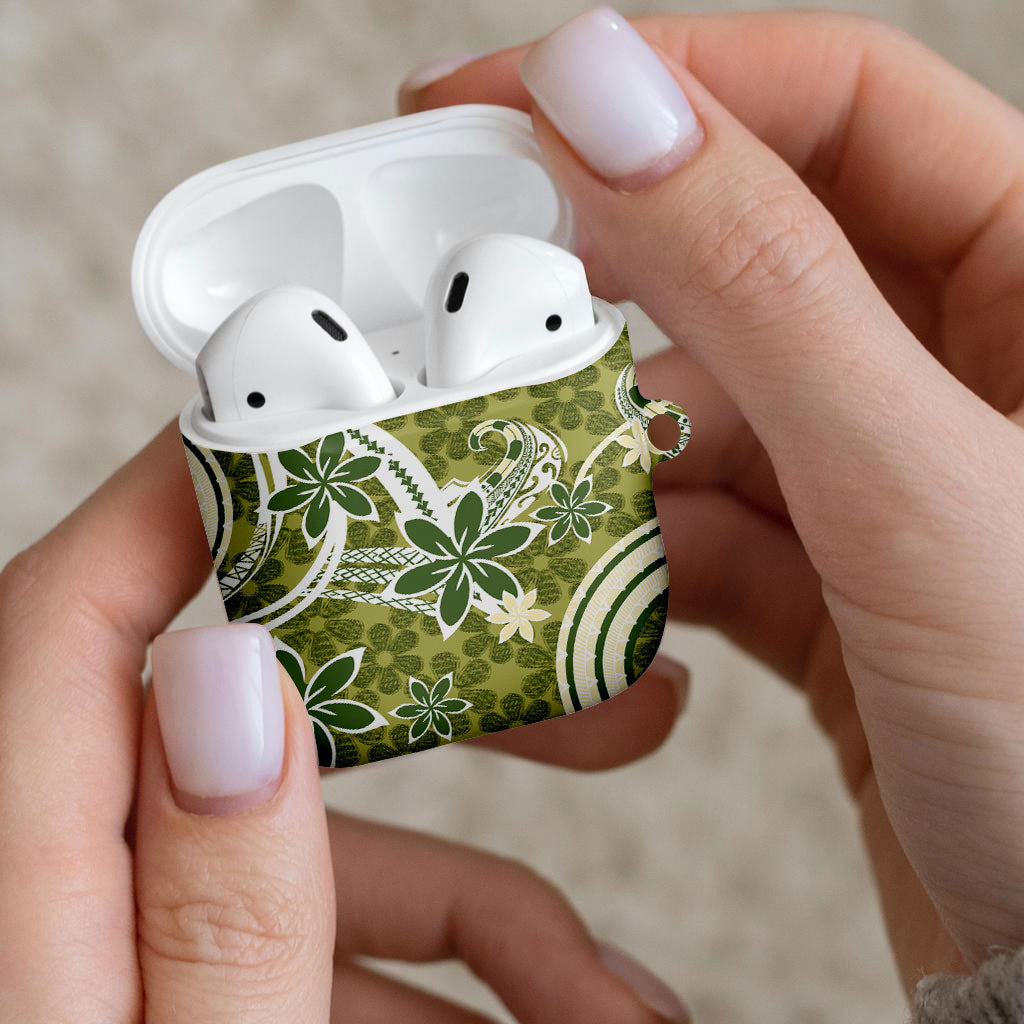 Hawaii Pupuala Plumeria Olive Green AirPods Case Polynesian Pattern LT01 - Polynesian Pride