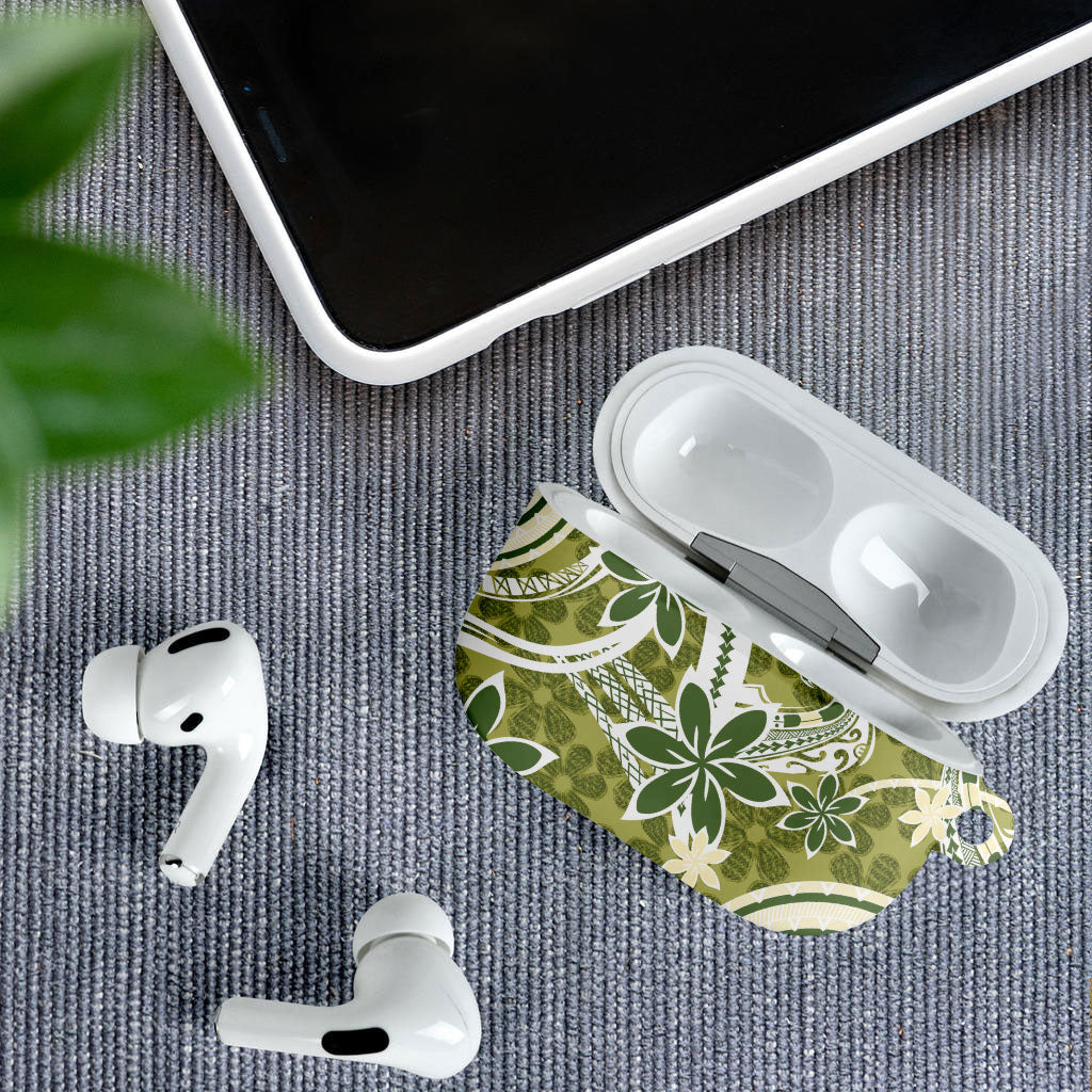 Hawaii Pupuala Plumeria Olive Green AirPods Case Polynesian Pattern LT01 - Polynesian Pride