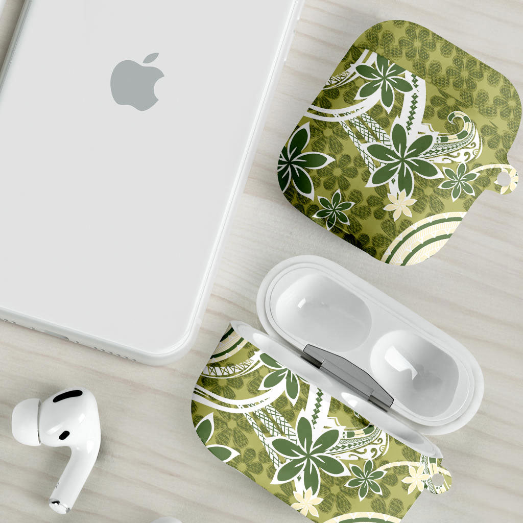 Hawaii Pupuala Plumeria Olive Green AirPods Case Polynesian Pattern LT01 - Polynesian Pride