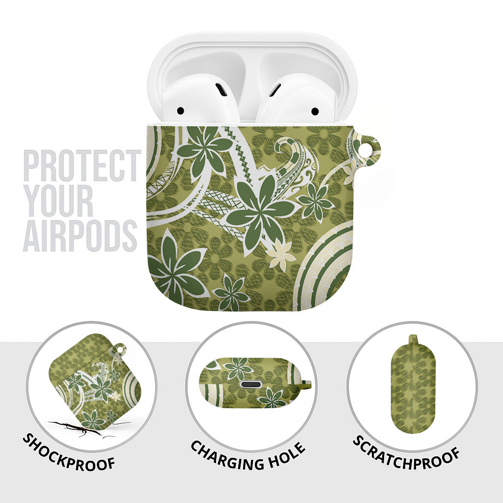 Hawaii Pupuala Plumeria Olive Green AirPods Case Polynesian Pattern LT01 - Polynesian Pride