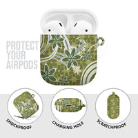 Hawaii Pupuala Plumeria Olive Green AirPods Case Polynesian Pattern LT01 - Polynesian Pride