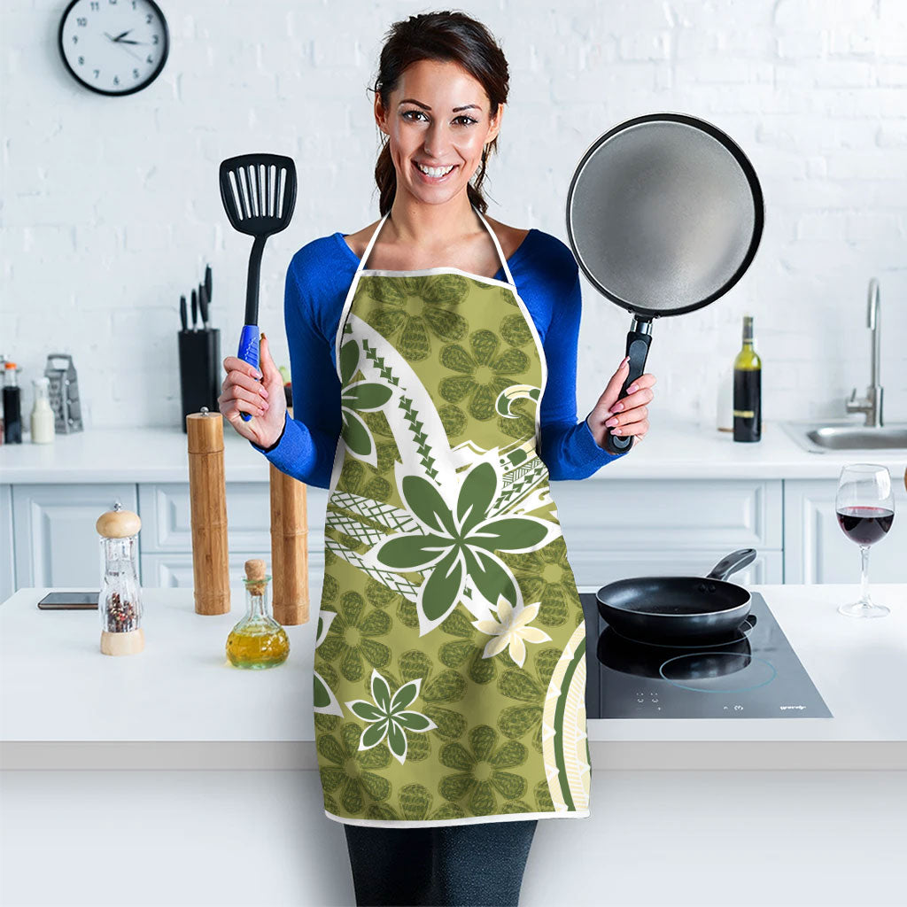 Hawaii Pupuala Plumeria Olive Green Apron Polynesian Pattern LT01 - Polynesian Pride